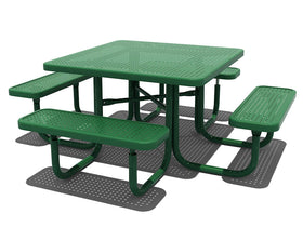 46" Square Perforated Picnic Table with Bench Seats